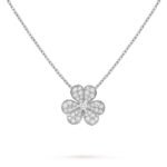 قلادة ذهب أبيض 18 قيراط، الماس ، حجم صغير